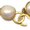 Chanel Artificial Pearl Dangle Earrings Clip-On Gold White 94A 19882, Set of 2, Image 3