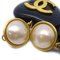 Chanel Artificial Pearl Dangle Heart Earrings Clip-On Black 28 29137, Set of 2 3