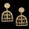 Chanel Boucles d'Oreilles Pendantes Cage à Oiseaux Doré 93P 56472, Set de 2 1