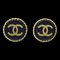 Chanel Black & Gold Rope Edge Earrings Clip-On 69187, Set of 2, Image 1