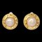 Chanel Button Artificial Pearl Earrings Clip-On White Gold 2230 142098, Set of 2, Image 1