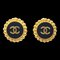 Chanel Button Earrings Gold Black Clip-On 93A 99560, Set of 2 1