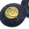 Chanel Button Earrings Gold Black Clip-On 94P 60169, Set of 2 2