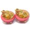 Chanel Button Earrings Pink Clip-On 96C 78455, Set of 2 3