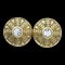 Chanel Button Rhinestone Earrings Clip-On Gold 23 66401, Set of 2 1