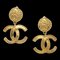 Chanel Cc Dangle Earrings Clip-On Gold 95A 151189, Set of 2 1