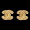 Chanel Cc Quilted Earrings Clip-On Gold 2459 151816, Set of 2 1