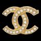 CHANEL CC Rhinestone Brooch Pin Gold 112258, Image 1