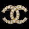 CHANEL CC Rhinestone Brooch Pin Gold 112250, Image 1