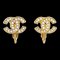 Chanel Cc Rhinestone Earrings Clip-On Gold 131514, Set of 2 1