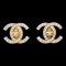 Chanel Cc Turnlock Rhinestone Earrings Clip-On Gold Medium 96A 112232, Set of 2 1