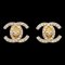 Chanel Cc Turnlock Rhinestone Earrings Clip-On Gold Small 97A 151766, Set of 2 1