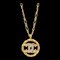 CHANEL Chain Pendant Necklace Rhinestone Gold 3438/1982 123095 1