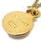 CHANEL Chain Pendant Necklace Rhinestone Gold 3642 29100 3