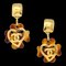 Chanel Clover Dangle Earrings Gold Clip-On 95P 142107, Set of 2 1