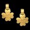 Chanel Dangle Clover Earrings Gold Clip-On 95P 131692, Set of 2 1