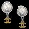 Chanel Dangle Earrings Gold Silver Clip-On 96P 130786, Set of 2 1