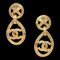 Chanel Dangle Hoop Earrings Clip-On Gold 96P 131963, Set of 2 1
