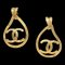 Chanel Dangle Hoop Earrings Clip-On Gold 96P 112503, Set of 2 1