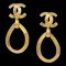 Chanel Dangle Hoop Earrings Gold Clip-On 96P 122677, Set of 2 1