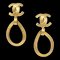 Chanel Dangle Hoop Earrings Gold Clip-On 96P 112946, Set of 2 1