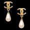 Chanel Gold Artificial Pearl Dangle Earrings Clip-On 95P 123192, Set of 2 1