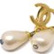 Chanel Gold Artificial Pearl Dangle Earrings Clip-On 95P 123192, Set of 2 2