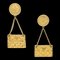 Chanel Gold Bag Dangle Earrings Clip-On 94P 123097, Set of 2 1