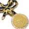 CHANEL Gold Black Bow Medallion Rhinestone Pendant Necklace 96P 123191 2
