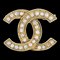 CHANEL Gold CC Brooch Pin Rhinestone 123248, Image 1