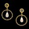 Chanel Gold Dangle Creolen Künstliche Perlen Ohrringe Clip-On 29 132734, 2 . Set 1
