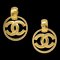 Chanel Gold Dangle Hoop Earrings Clip-On 96P 123155, Set of 2 1