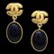 Chanel Gripoix Dangle Earrings Clip-On Gold Black 96A 130788, Set of 2 1