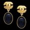 Chanel Gripoix Dangle Earrings Clip-On Gold Black 96A 151292, Set of 2 1