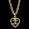 CHANEL Heart Chain Pendant Necklace Gold 1982 112256 1
