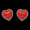 Chanel Heart Earrings Clip-On Red Black Rhinestone 95P 29135, Set of 2 1