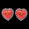 Chanel Heart Earrings Rhinestone Clip-On 95P 58084, Set of 2 1