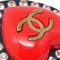 Chanel Herz Strass Ohrringe Rot Clip-On 95P 45673, 2er Set 2
