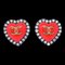 Chanel Heart Rhinestone Earrings Red Clip-On 95P 45673, Set of 2 1