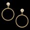 Chanel Hoop Earrings Gold Artificial Pearl Clip-On 97P 121303, Set of 2 1