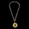 CHANEL Logo Cutout Gold Chain Pendant Necklace 76806 1