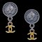 Chanel Medallion Dangle Earrings Gold Silver Clip-On 96A 110455, Set of 2 1