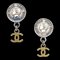 Chanel Boucles d'Oreilles Pendantes Médaillon Doré Argenté Clip-On 96P 141011, Set de 2 1