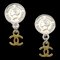 Chanel Boucles d'Oreilles Pendantes Médaillon Doré Argenté Clip-On 97P 28820, Set de 2 1