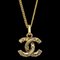 CHANEL Mini CC Chain Pendant Necklace Gold 1982 141197 1