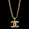 CHANEL Mini CC Chain Pendant Necklace Gold 1982 142155 1