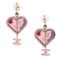 Pink Heart Piercing Earrings from Chanel, Set of 2 1
