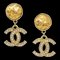 Chanel Rhinestone Dangle Earrings Clip-On Gold 113105, Set of 2, Image 1