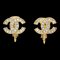 Chanel Rhinestone Earrings Clip-On Gold 2092 112257, Set of 2, Image 1