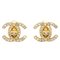 Rhinestone Turnlock Clip-On Gold Earrings from Chanel, Set of 2 1